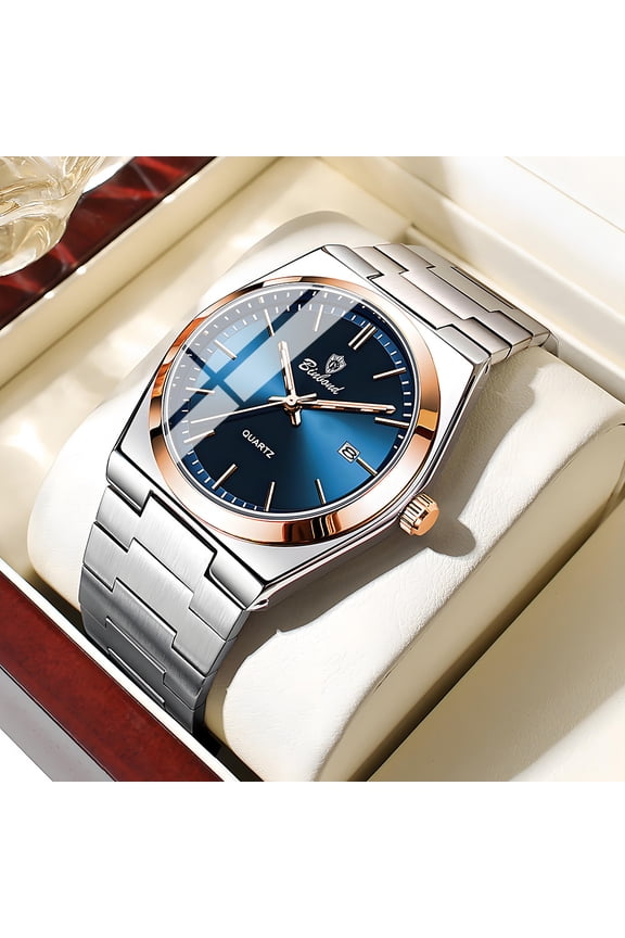 Elegant Silver-Tone Watch for Men, Easy-to-Read Analog Dial, Water Resistant, Perfect Gift for Dad, Husband, Boyfriend on Special Occasions