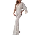 thumbnail image 1 of Elegant Silver Women's Evening Gown Wedding Guest Dress Formal Bridesmaid Gown Party Wear, 1 of 2