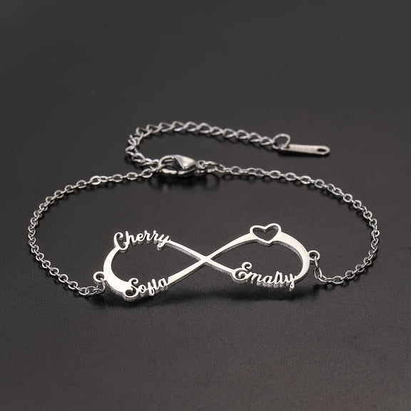 Elegant Simple Style 304 Stainless Steel Custom Thin Chain Infinity Most Name Bracelet, Women'S Fashion, with Daily Occasion, All Season, for Valentine'S Day, Mother, Friends, Christmas Gift
