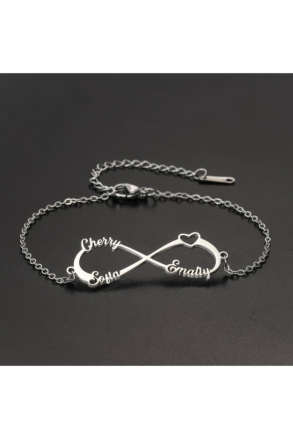 Elegant Simple Style 304 Stainless Steel Custom Thin Chain Infinity Most Name Bracelet, Women'S Fashion, with Daily Occasion, All Season, for Valentine'S Day, Mother, Friends, Christmas Gift