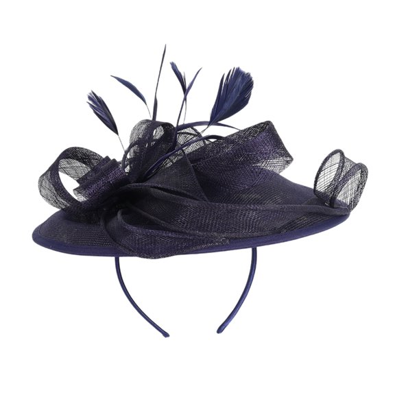 Elegant Sinamay Fascinator Hat With Feather And Adjustable Headbands Hair Decors