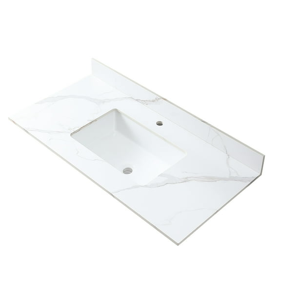 Elegant Sintered Stone Bathroom Vanity Top 43x22 With Ceramic Undermount Sink And Quality