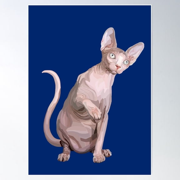 Elegant Sleek And Curious Sphynx Cat Poster Wall Art, Modern Wall Decor For Living Room Bedroom, 12x18 UNFRAMED
