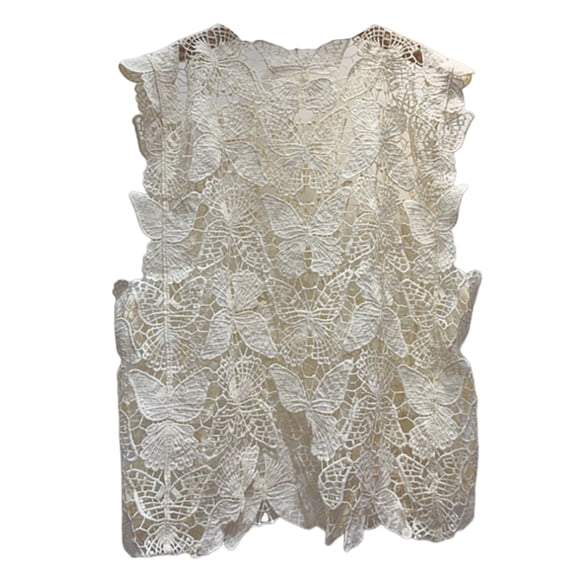 Elegant Sleeveless Crop Top with Delicate Butterfly Embroidery Hollow out Camisole Casual Vest for Fashion Individual