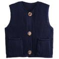 thumbnail image 1 of Elegant Sleeveless Knit Crop Top with Button Closure and Pockets for Women Hollowed Out Crochet Sweater Vest Cardigan, 1 of 3