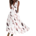 thumbnail image 1 of Elegant Sleeveless V Neck Dress For Women Casual Feather Print Summer Womens Dresses Summer Swing Dress for Women Trend Dresses for Women V Neck Loose Dresses for Women Maternity Dress for Women Wrap, 1 of 4