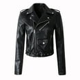 thumbnail image 1 of Elegant Slim Basic Ladies Jackets Women Ladies The Belt Fashion Leather Racing Style Biker Jacket, 1 of 4