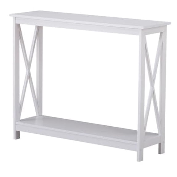 Elegant Slim Entryway Table - Tall Console Table with Cross Leg Design, 31.5" Height, Perfect Accent Table for Hallway or Living Room - Modern and Stylish Furniture Piece (White)