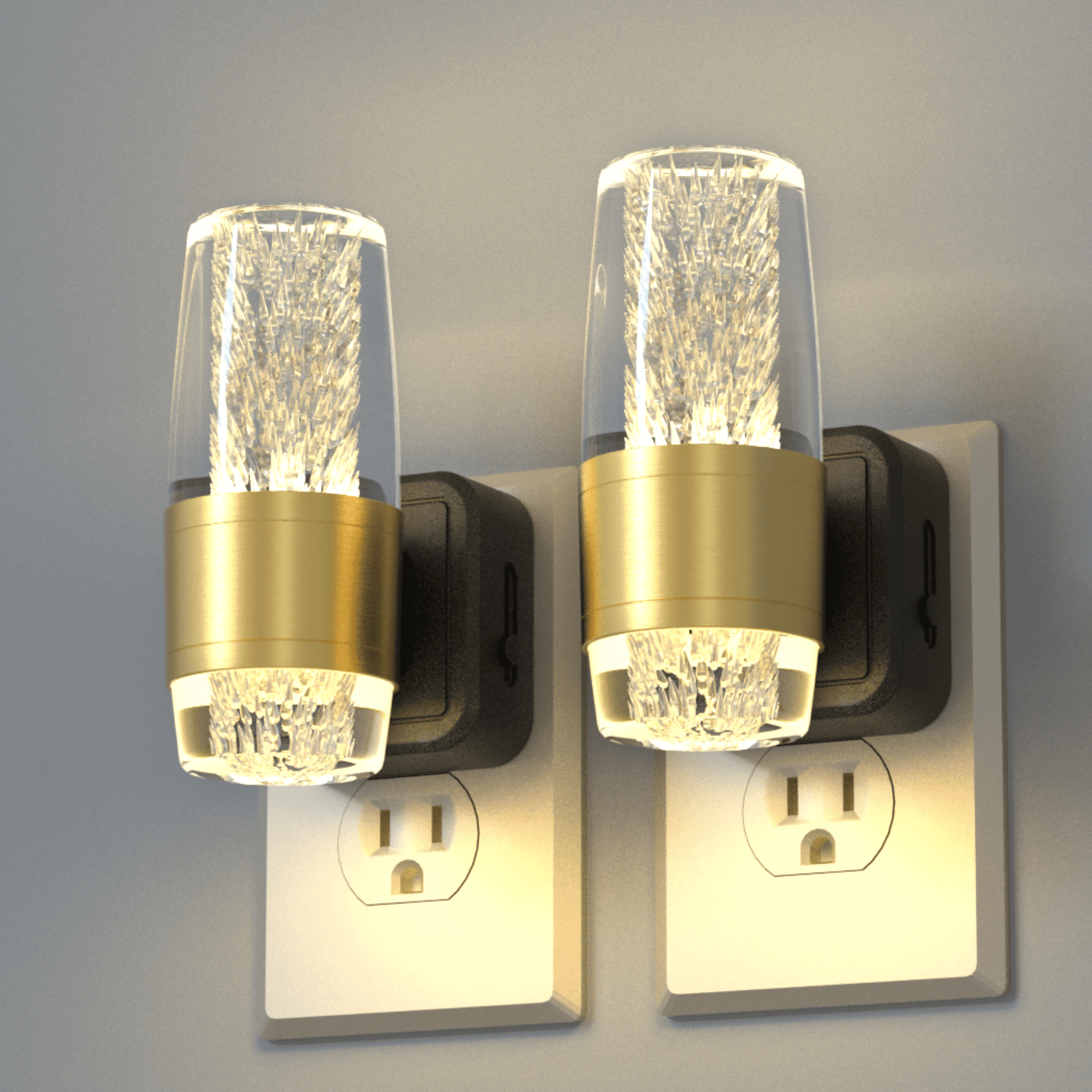 Vivlite Night Light - 3000K Light Sensor, Dimmable Crystal Style (Set of 2) - Wall Sconce/Nightstand Plug-In for Bedroom