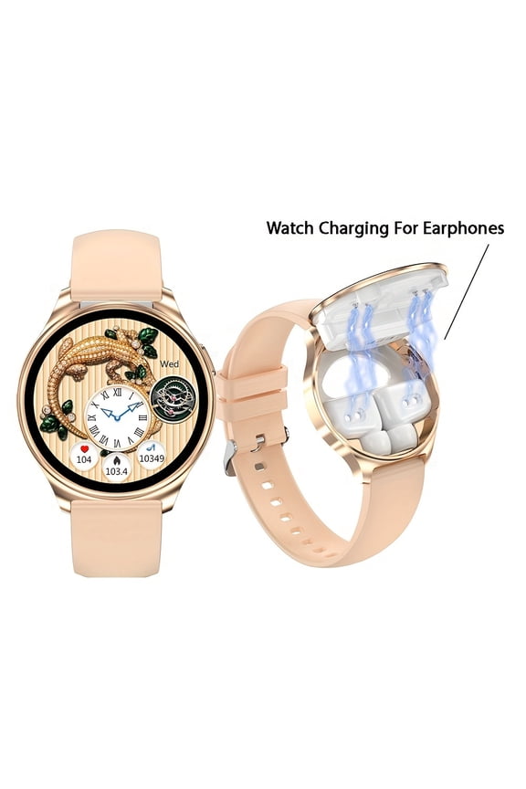 Elegant Smart Watch with Integrated Earbuds - Digital Square Display, Alloy Case, Silicone Band, 205mAh Rechargeable Battery - Multi-Sport Modes, Call & Message Notifications for Android & iOS
