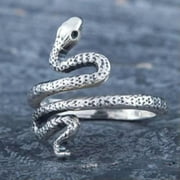 GWENDOGO Elegant Snake 925 Silver Ring Women Punk Party Jewelry Gift Sz 6-10