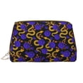 thumbnail image 1 of Elegant Snake Golden Flower Purple Makeup Bag, Large Capacity Travel Cosmetic Bag for Women Girls- Travel Toiletry Bag Leather Portable Waterproof Makeup Case Organizer with Handle, 1 of 4