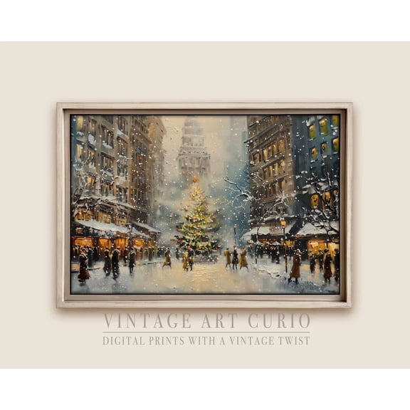 Elegant Snowy Central Park Winter Wall Art, Nyc Lovers, Neutral Farmhouse Decor #40 Warm Present Vintage UNFRAMED Poster Size 8x12