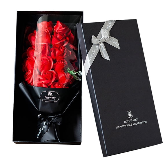 Elegant Soap Rose Bouquet Gift Set Luxurious Pink Roses in Black Box with Ribbon for Special Occasions