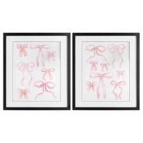 Elegant & Soft Bows 2 Piece Black Framed Print Under Glass Set, design by Kim Allen