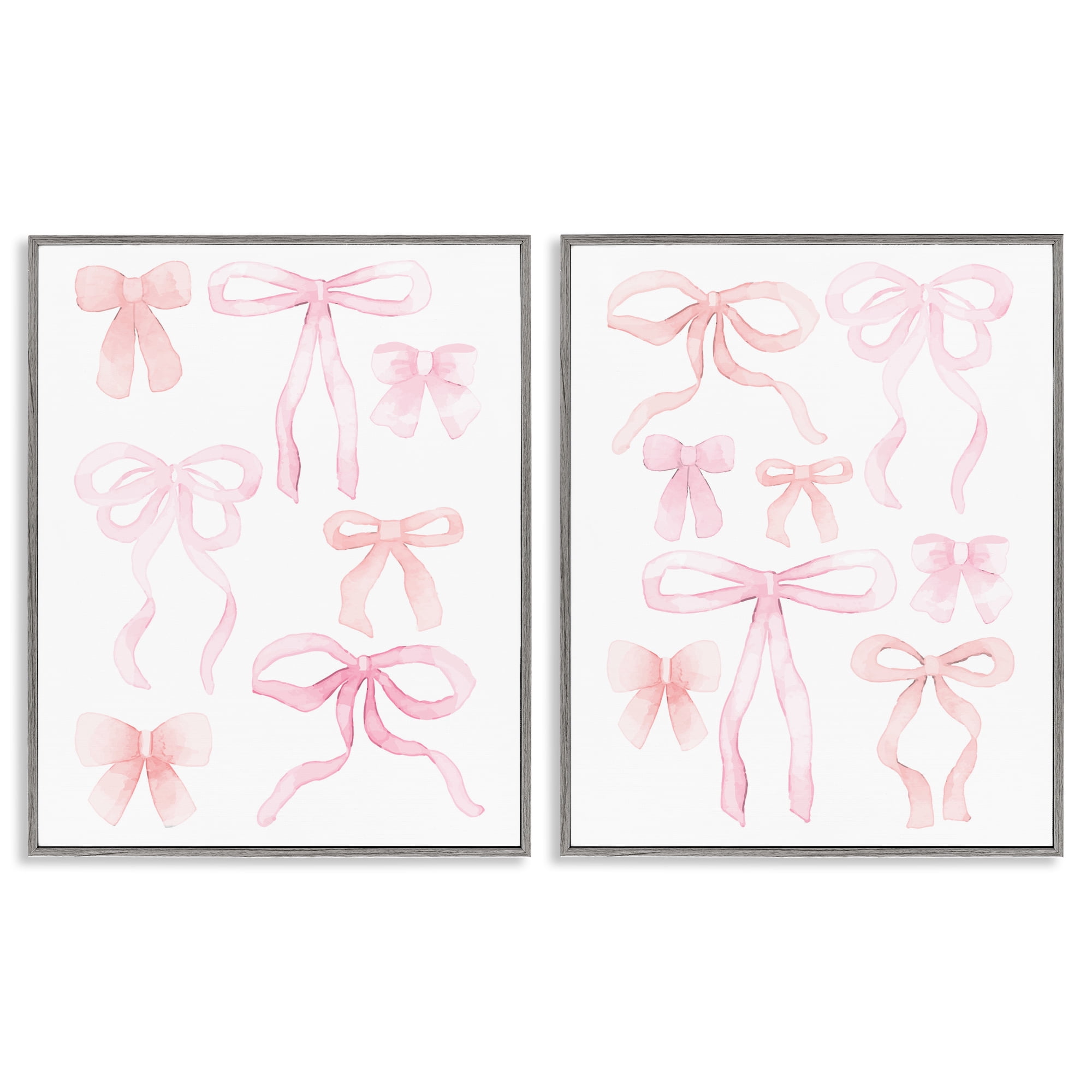 Elegant & Soft Bows 2 Piece Gray Framed Giclee Art Set, design by Kim Allen