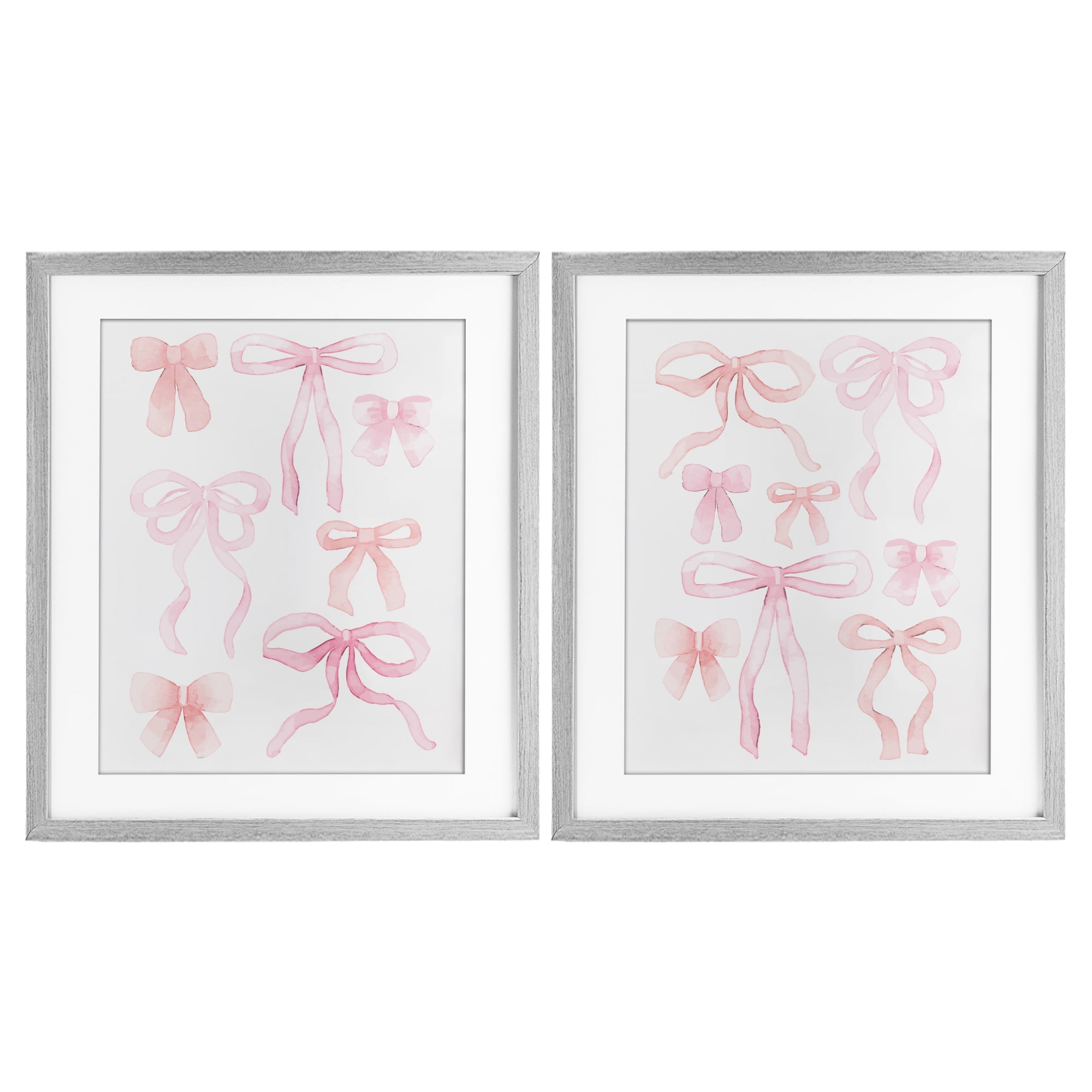 Elegant & Soft Bows 2 Piece Gray Framed Print Under Glass Set, design by Kim Allen