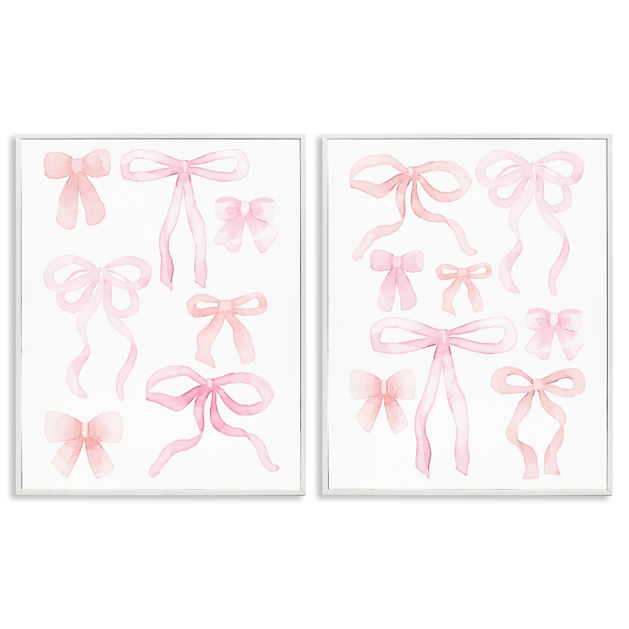 Elegant & Soft Bows 2 Piece White Framed Giclee Art Set, design by Kim Allen