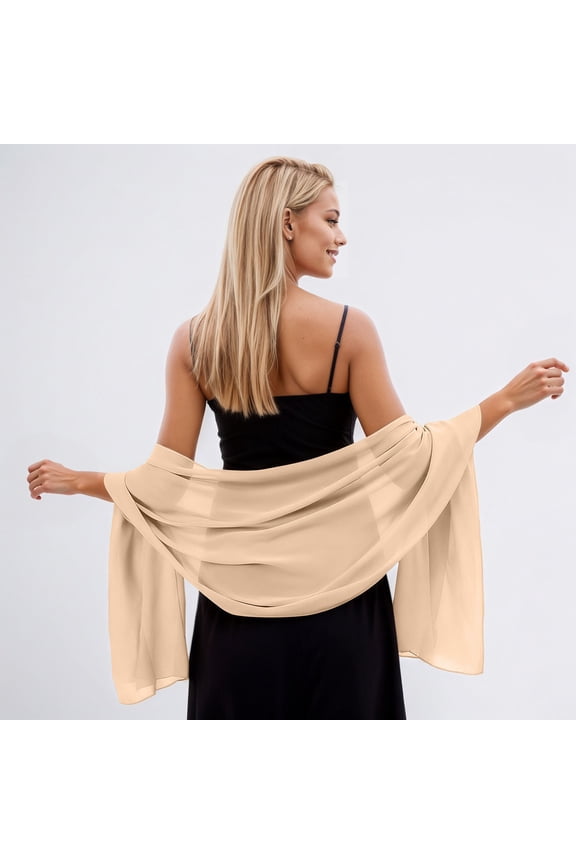 Elegant Soft Chiffon Wrap Shawl for Evening Gown Wedding Guest Bridesmaid and Versatile Dress Scarf Accessories for Seasonal Comfort, Khaki