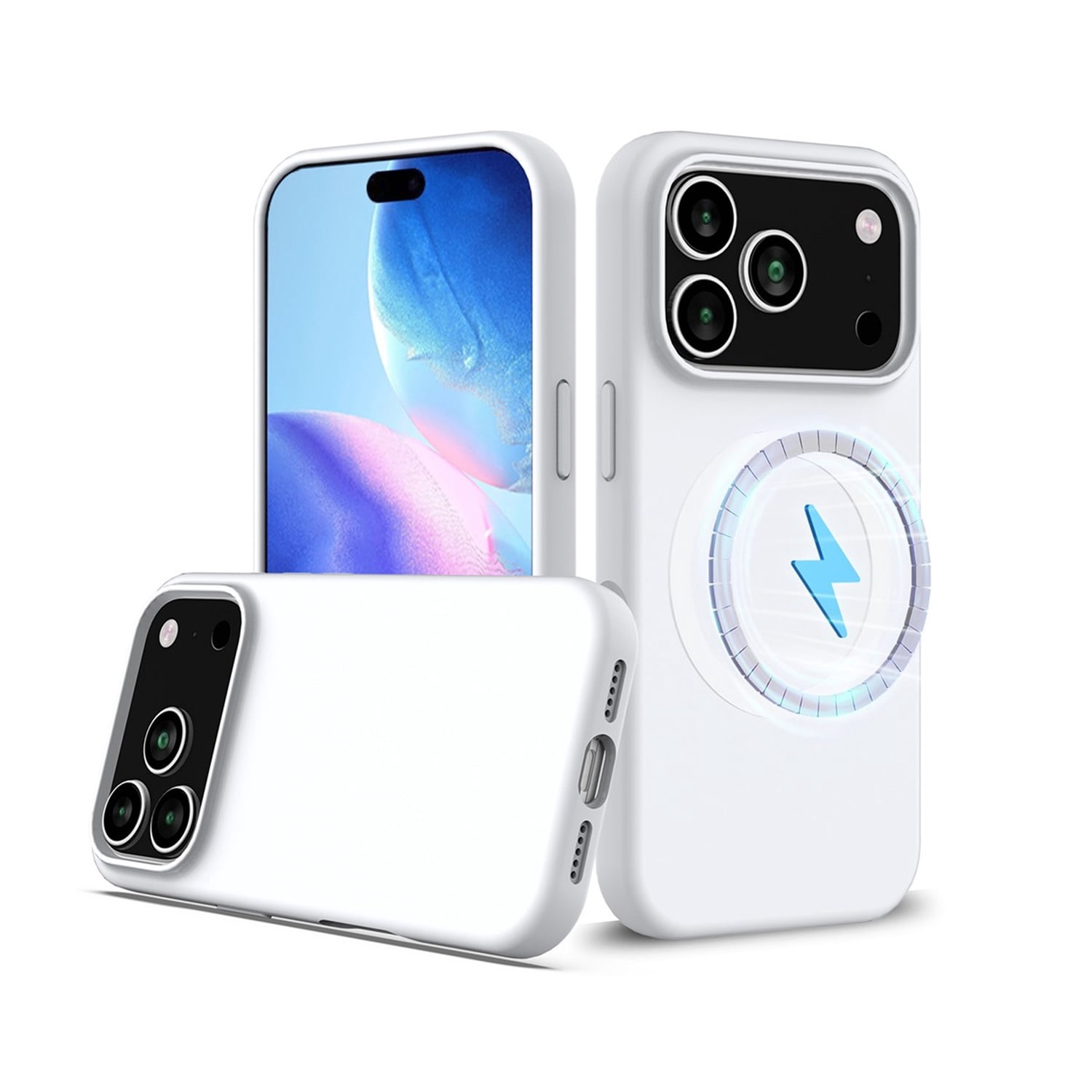Elegant Soft Silicone Wireless Charging Cover for iPhone 17 Pro Max - White