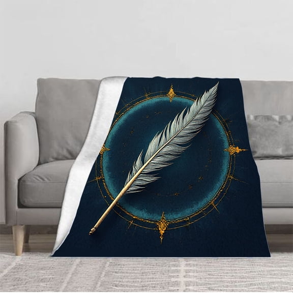 Elegant Soft and Warm Flannel Blanket - Cozy Feather Pattern Design for Sofa Travel Bed and Chair - Durable and Stylish Comfort