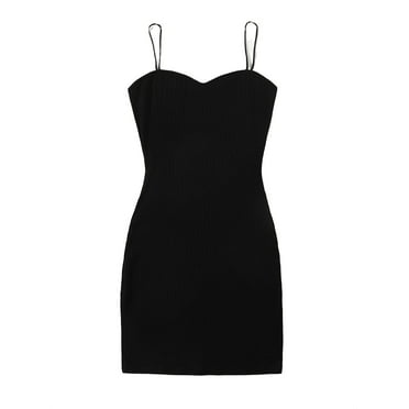 Elegant Round Neck A Line Dress Sleeveless Black Plus Size Dresses ...