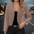 thumbnail image 1 of Elegant Solid Color Casual Jacket Lightweight Shiny Front Open Long Sleeve Breathable Thin Party Cardigan Outerwear Coat for Women, 1 of 6