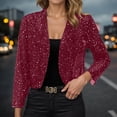 thumbnail image 1 of Elegant Solid Color Casual Jacket Lightweight Shiny Front Open Long Sleeve Breathable Thin Party Cardigan Outerwear Coat for Women, 1 of 6