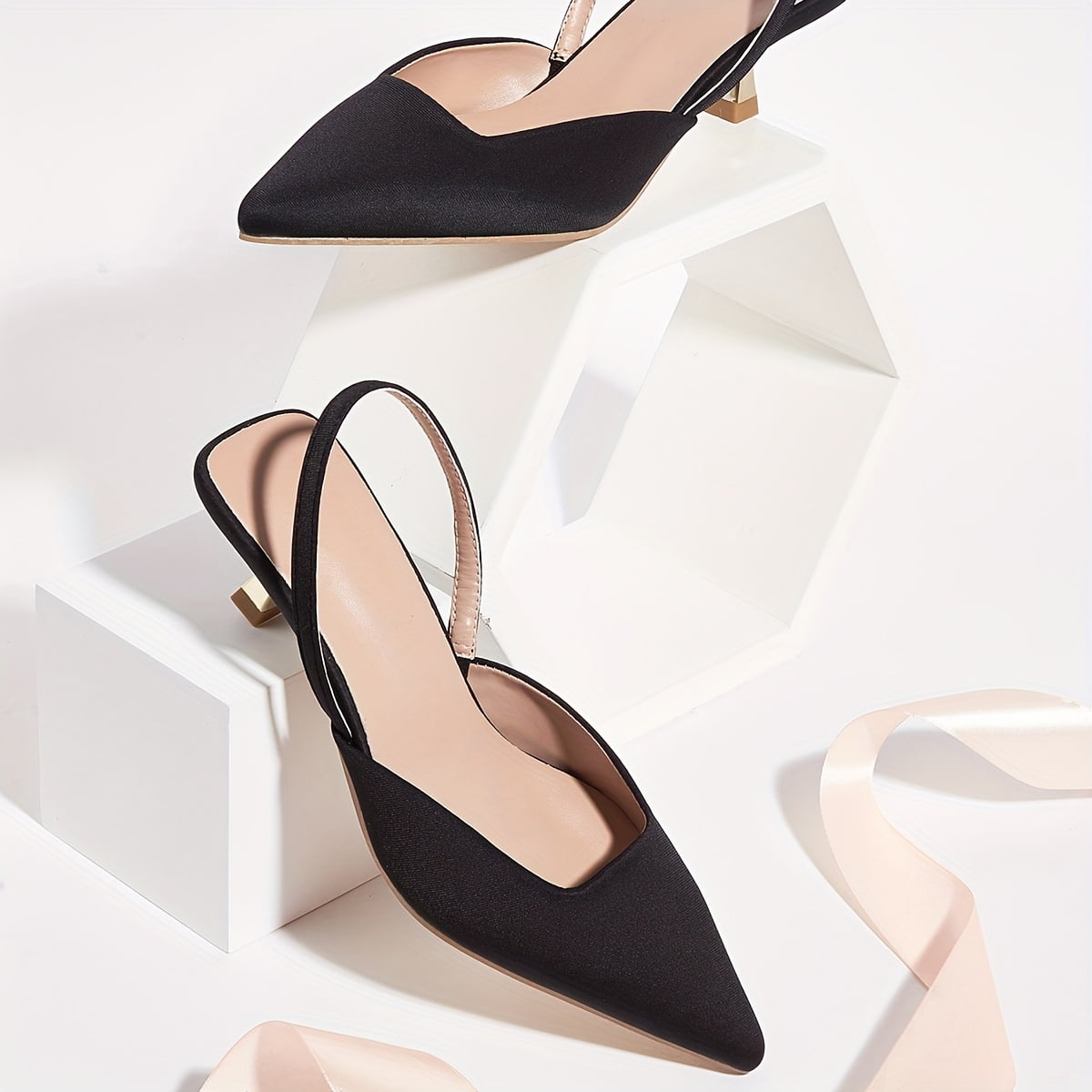 Elegant Solid Color Kitten Heels with Ankle Strap - Chic & Versatile