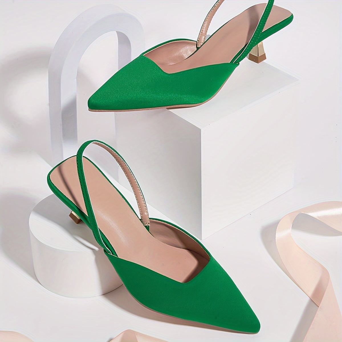 Elegant Solid Color Kitten Heels with Ankle Strap - Chic & Versatile