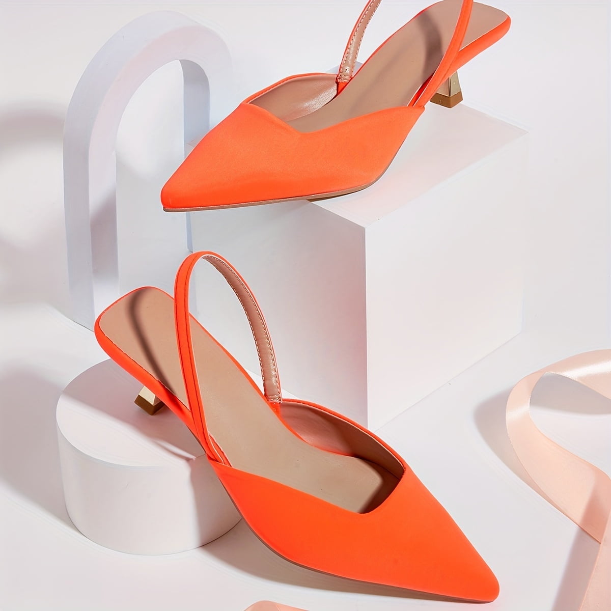 Elegant Solid Color Kitten Heels with Ankle Strap - Chic & Versatile