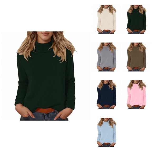Elegant Solid Color Knit Top For With High Neck Long Sleeve Cozy Sweater For Daily Wear
