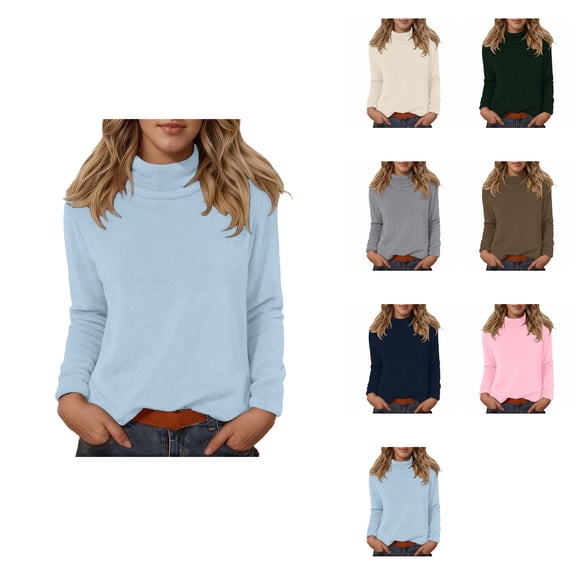 Elegant Solid Color Knit Top For With High Neck Long Sleeve Cozy Sweater For Daily Wear