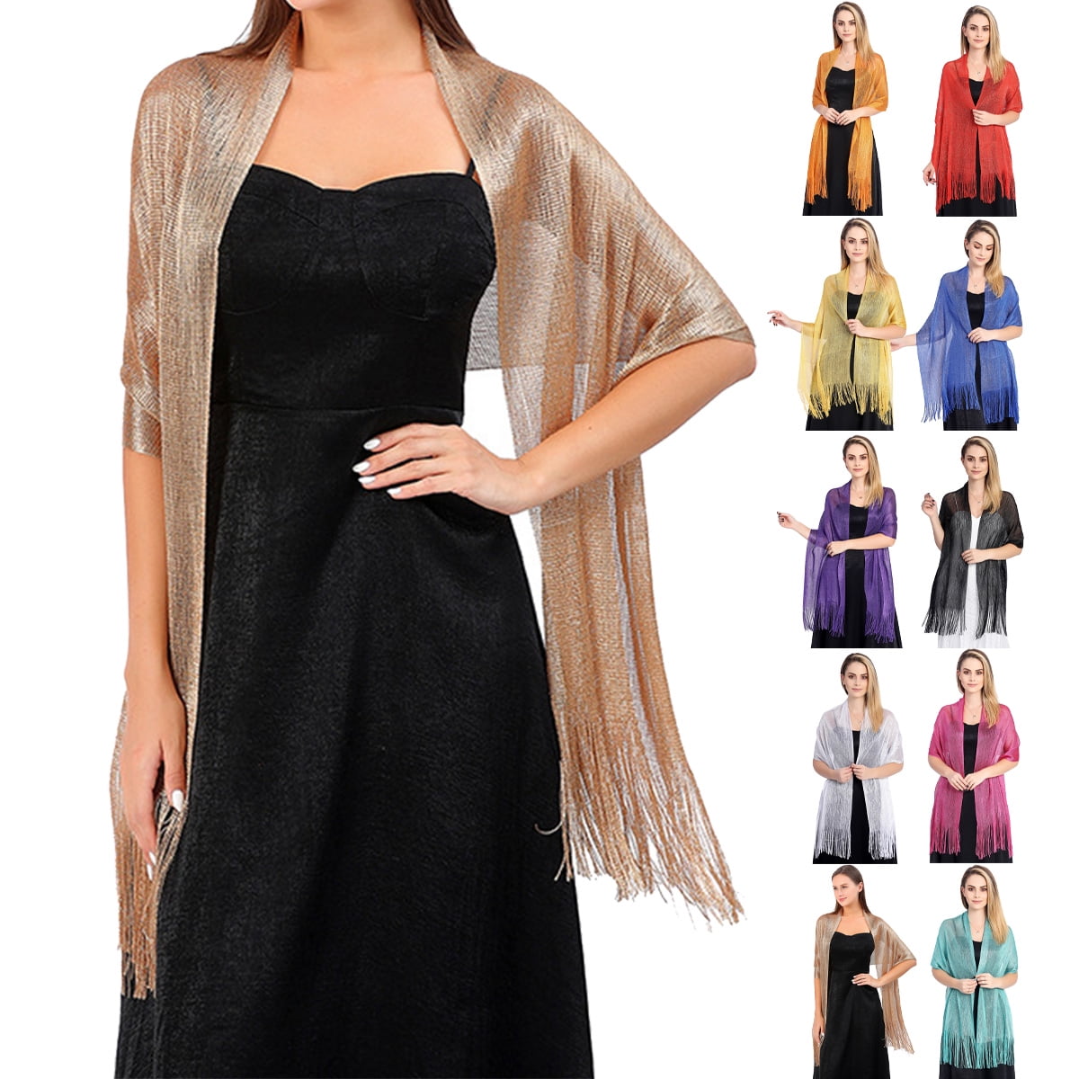 Elegant Solid Color Long Shiny Wraps Shawl Female Wedding Bridesmaid Party Evening Dress Scarf Purple Walmart