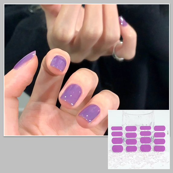 Elegant Solid Color Nail Stickers with Gentle Gradient Design for Long Lasting Manicure