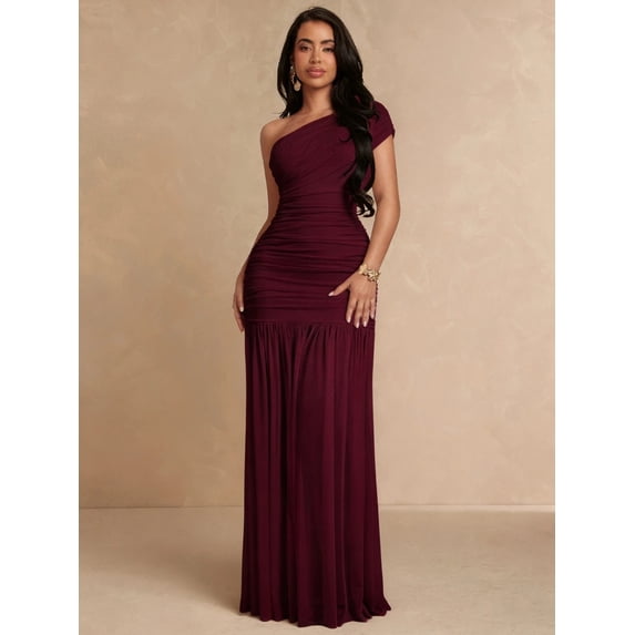 Solid Vcolor Elegant Solid Color One Shoulder Dress For Party - Walmart.com