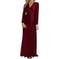 thumbnail image 1 of Elegant Solid Color Sequin Long Sleeve Evening Gown For Ladies Party Dress For, 1 of 5