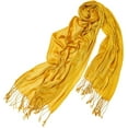 thumbnail image 1 of Elegant Solid Colors Shawl Sheer Sliky Soft Light Scarf Evening Wrap Mustard Yellow, 1 of 4