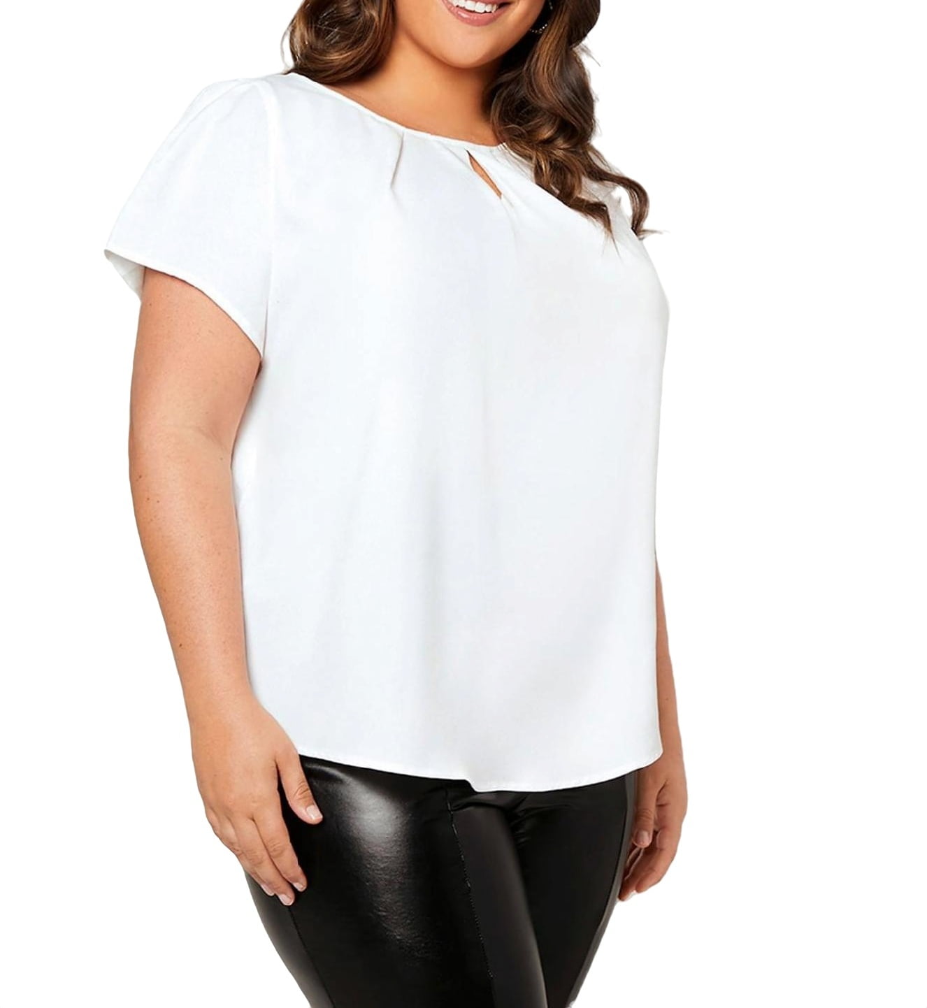 White chiffon blouse plus size on sale
