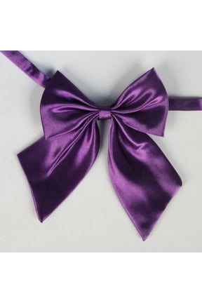 Elegant Solid Polyester Silk Bow Tie For Student Career Attache And Flight Attendant Casual Versatile All-Season AccessoryPurpleOne Size