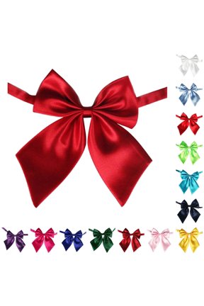 Elegant Solid Polyester Silk Bow Tie for Student Career Attache Flight Attendant