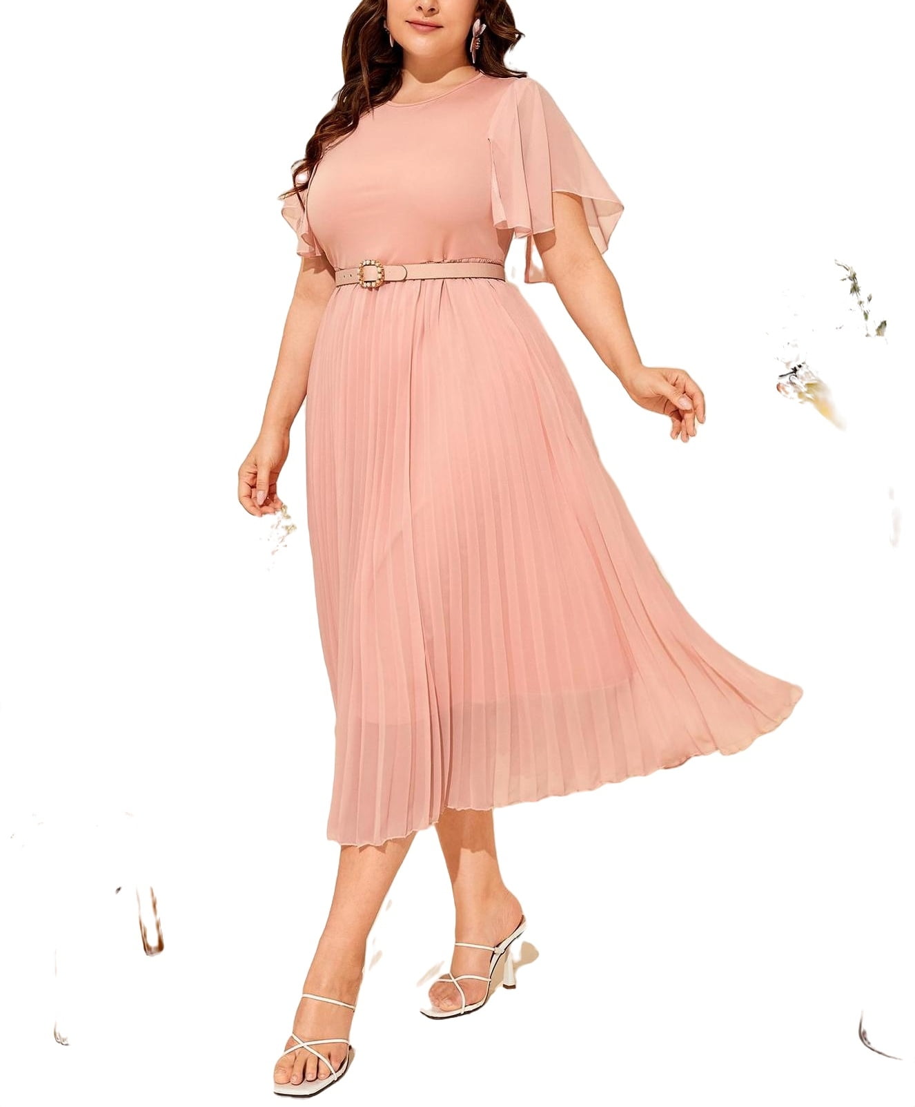 Coral pink hotsell dress plus size