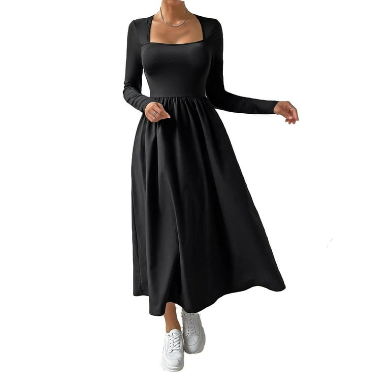 Elegant Solid O Neck A Line Dresses Elegant Solid O Neck A Line Dresses