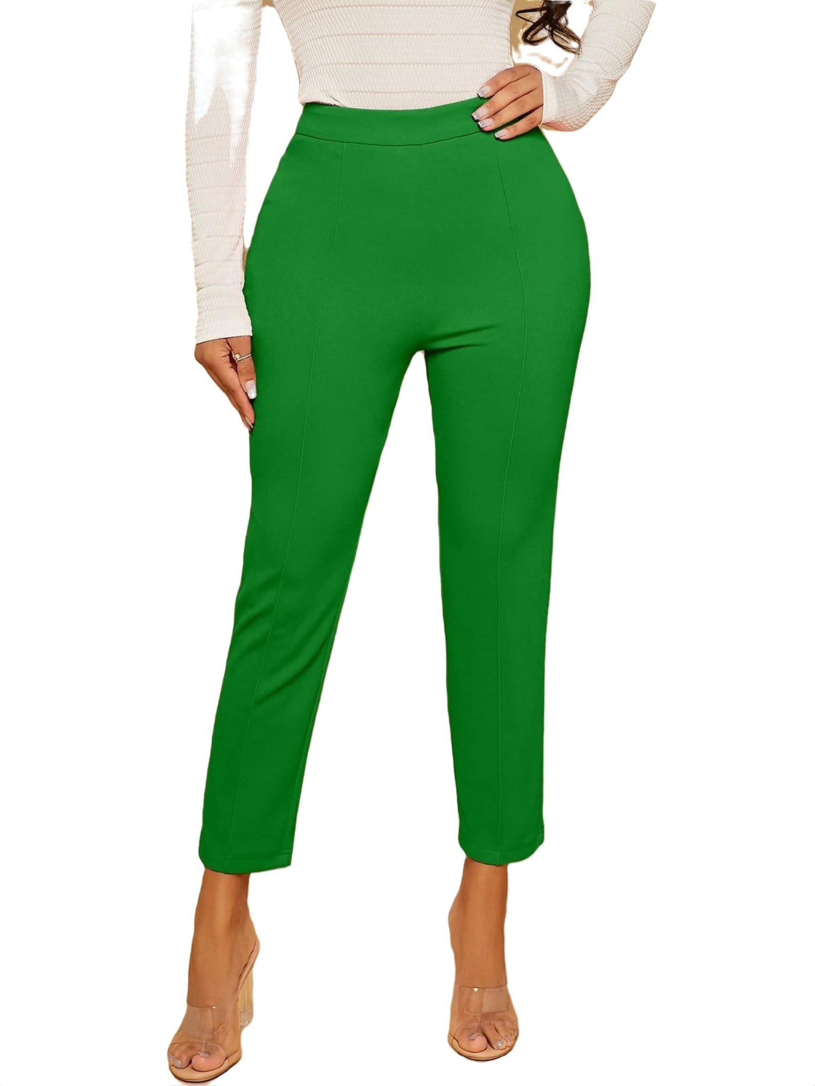 Elegant Solid Straight Leg Green Women Pants (Women's) - Walmart.com