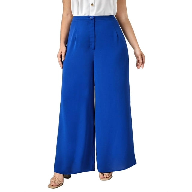Elegant Solid Wide Leg Royal Blue Plus Size Pants (Women's) - Walmart.com