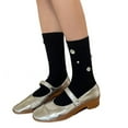 thumbnail image 1 of Elegant Solid Womens Rhinestone Ribbed Socks Summer Spring Girls Calf Socks, 1 of 21