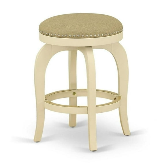 Elegant Solid Wood Counter Height Bar Stool | Linen White Finish | 24" Seat Height | Swivel Seat | High-Density Foam | Versatile & Durable
