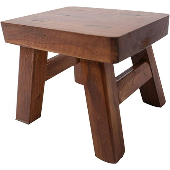 Elegant Solid Wood Step Stool For Kids And Adults, Natural Wood Oil Treatment Solid Elm Wood Sturdy And Durable Wooden Step Stool For Multiple Use Scenarios In Dark Coffee