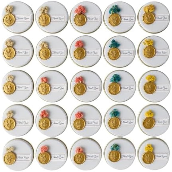 Elegant Soy Wax Candle Favors with Dried Flowers in Sealed Tin Box - Personalized for Weddings, Bridal Showers, Baby Showers, Birthdays (10-20-30-40-50-100 PCS in Bulk)$$Home Decor, Kitchen, & Other