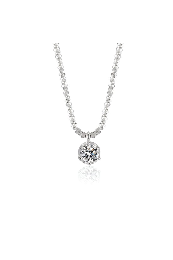 Gleaming Zircon Drop Pendant Necklace with Trendy Silver-Plated Cross Chain for Daily Wear
